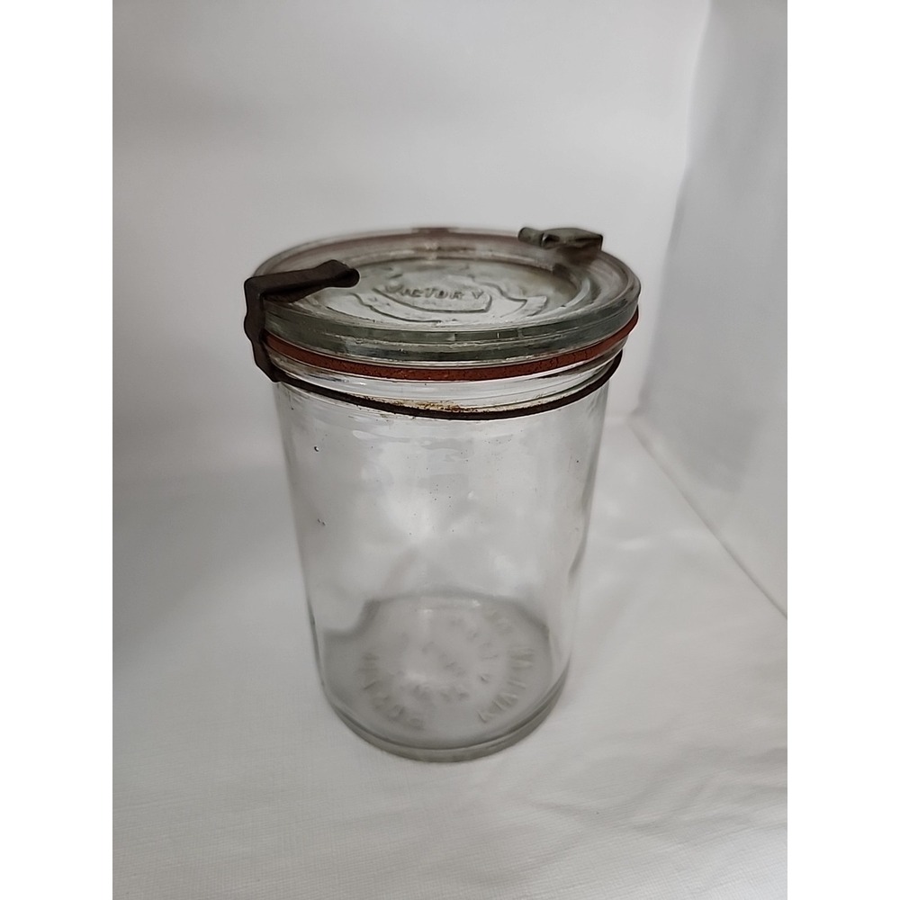 Vintage Victory Glass Canning Jar Kivlan Onthank Boston Patd 1929 Shield Lid 1pt